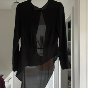 Bcbg maxazria asymmetrical black shear top